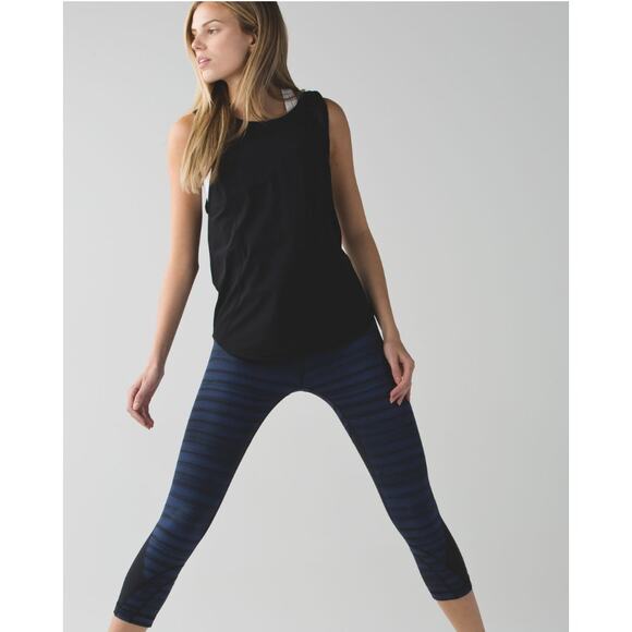 Lululemon Run Crop II Full-On Luxtreme (Mesh) Good Vibes Deep Navy Black Size 4 - Picture 1 of 11